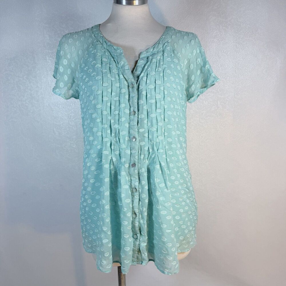 Soft Surroundings sz M Dot Calm Blue Top